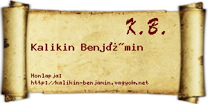 Kalikin Benjámin névjegykártya